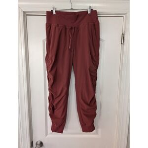 Athleta Attitude Lined Pant Women's 8 Red Ruched Jogger Casual Athletic